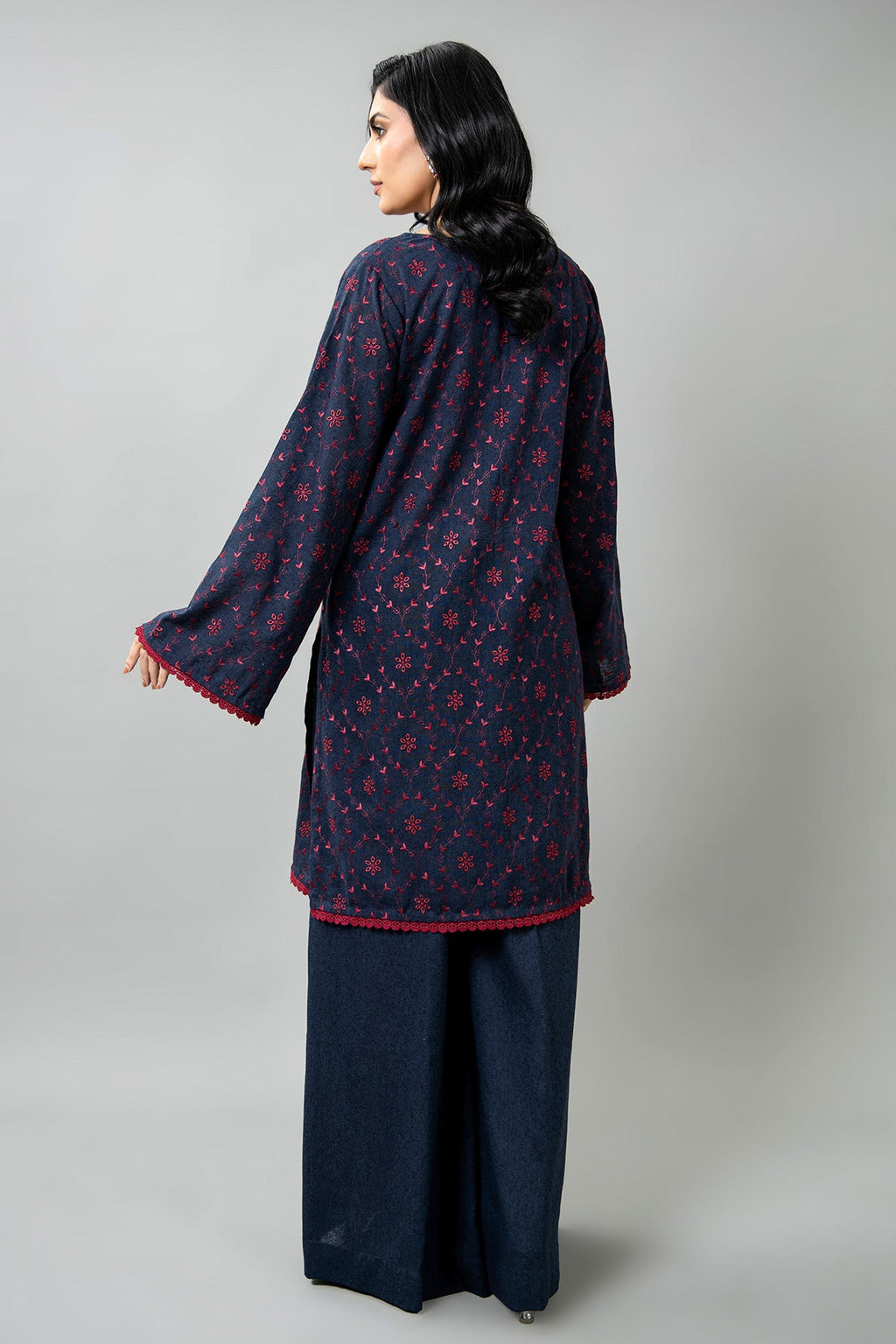 Embroidered Blue Cotton Karandi 2-Piece Unstitched Suit by The Fabric Store, photo 4