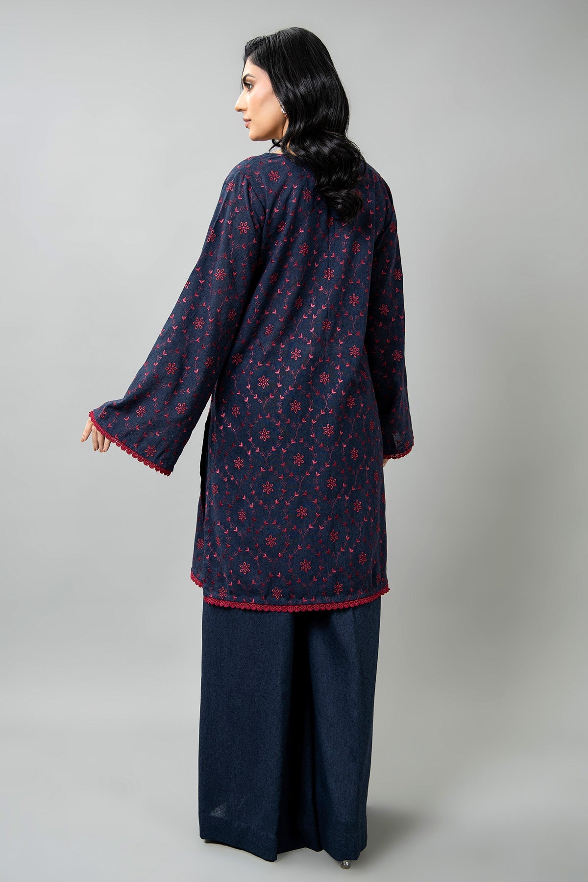 Embroidered Blue Cotton Karandi 2-Piece Unstitched Suit by The Fabric Store, photo 4