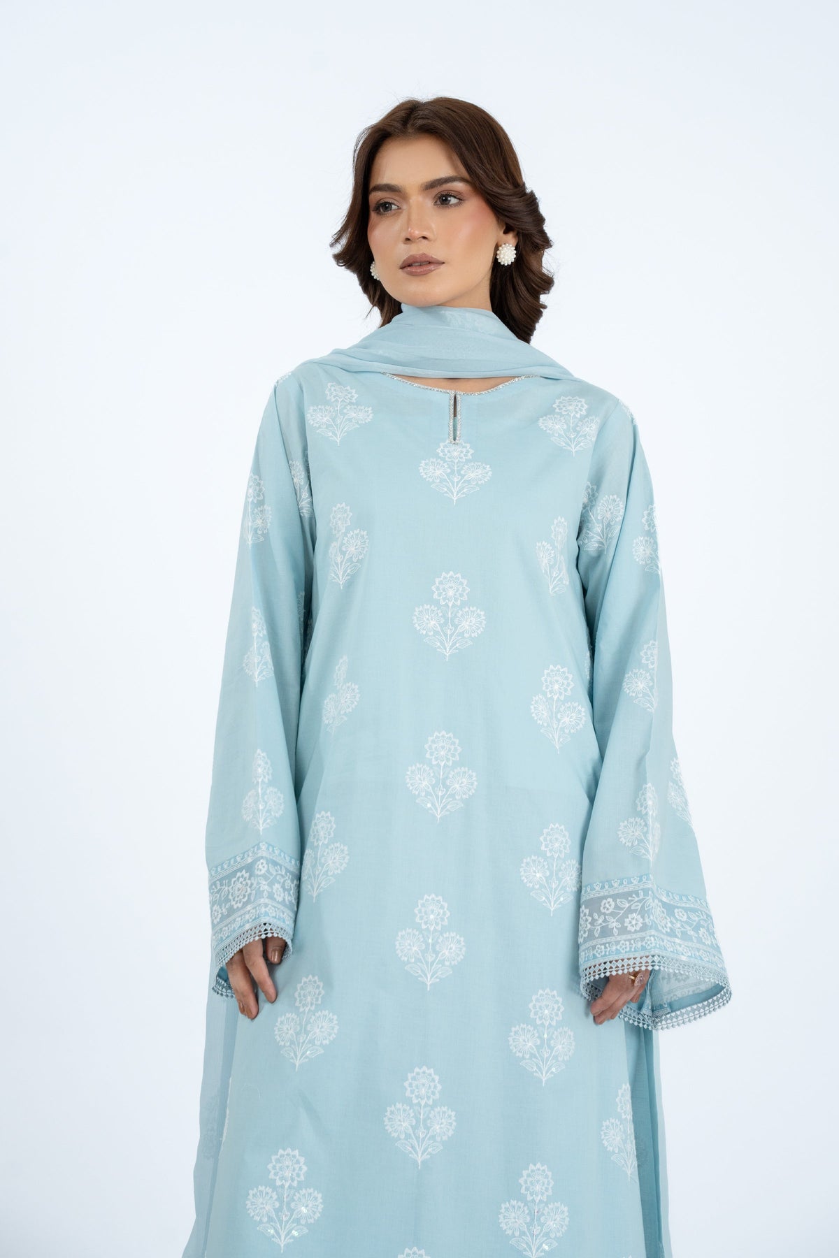 Embroidered Blue Lawn 3-Piece Unstitched Suit by The Fabric Store, photo 2
