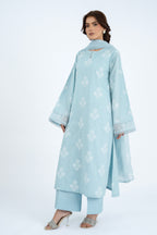 Embroidered Blue Lawn 3-Piece Unstitched Suit by The Fabric Store, photo 4