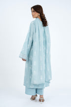 Embroidered Blue Lawn 3-Piece Unstitched Suit by The Fabric Store, photo 3
