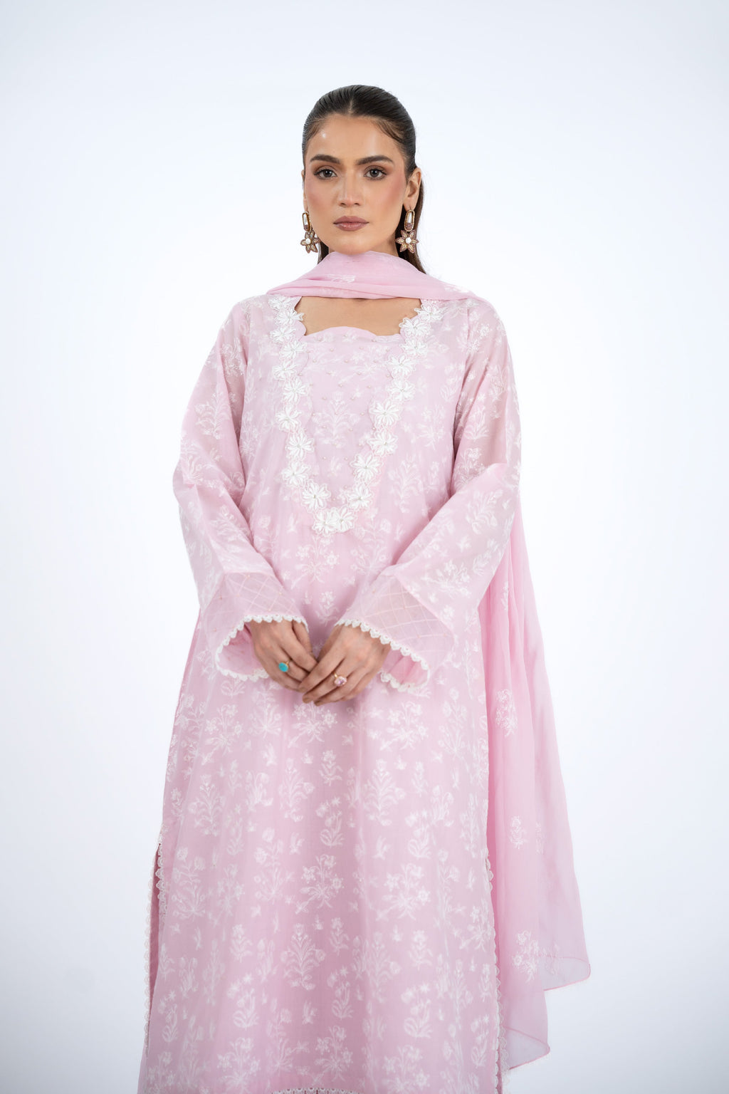 Embroidered Pink Lawn 3-Piece Unstitched Suit by The Fabric Store, photo 3