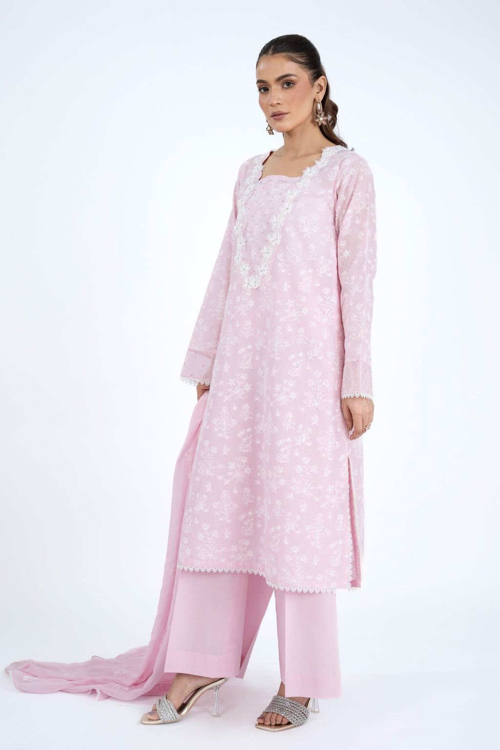 Embroidered Pink Lawn 3-Piece Unstitched Suit by The Fabric Store, photo 4