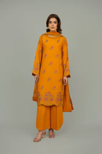 Embroidered Mustard Lawn 3-Piece Unstitched Suit by The Fabric Store