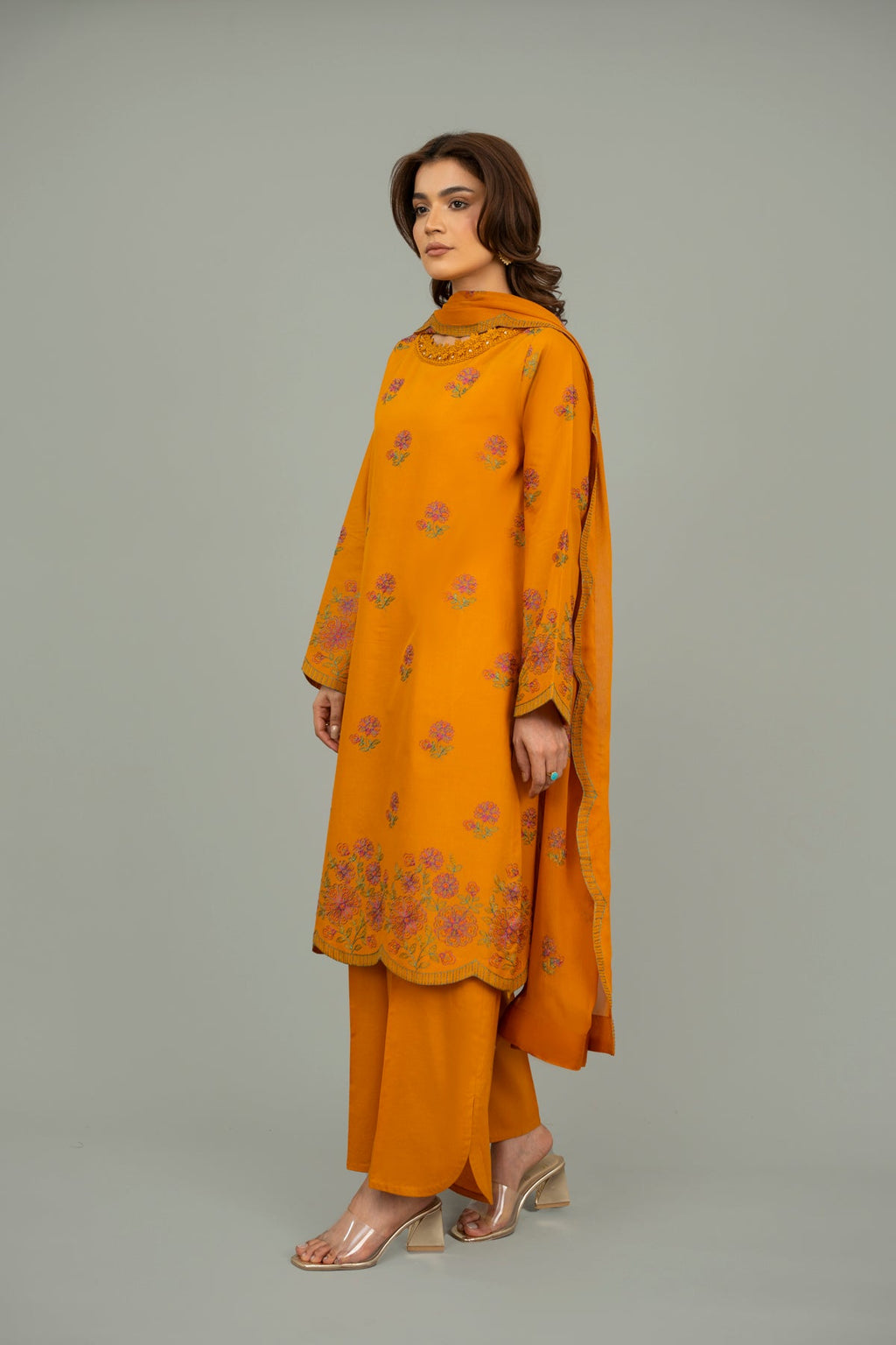 Embroidered Mustard Lawn 3-Piece Unstitched Suit by The Fabric Store, photo 2