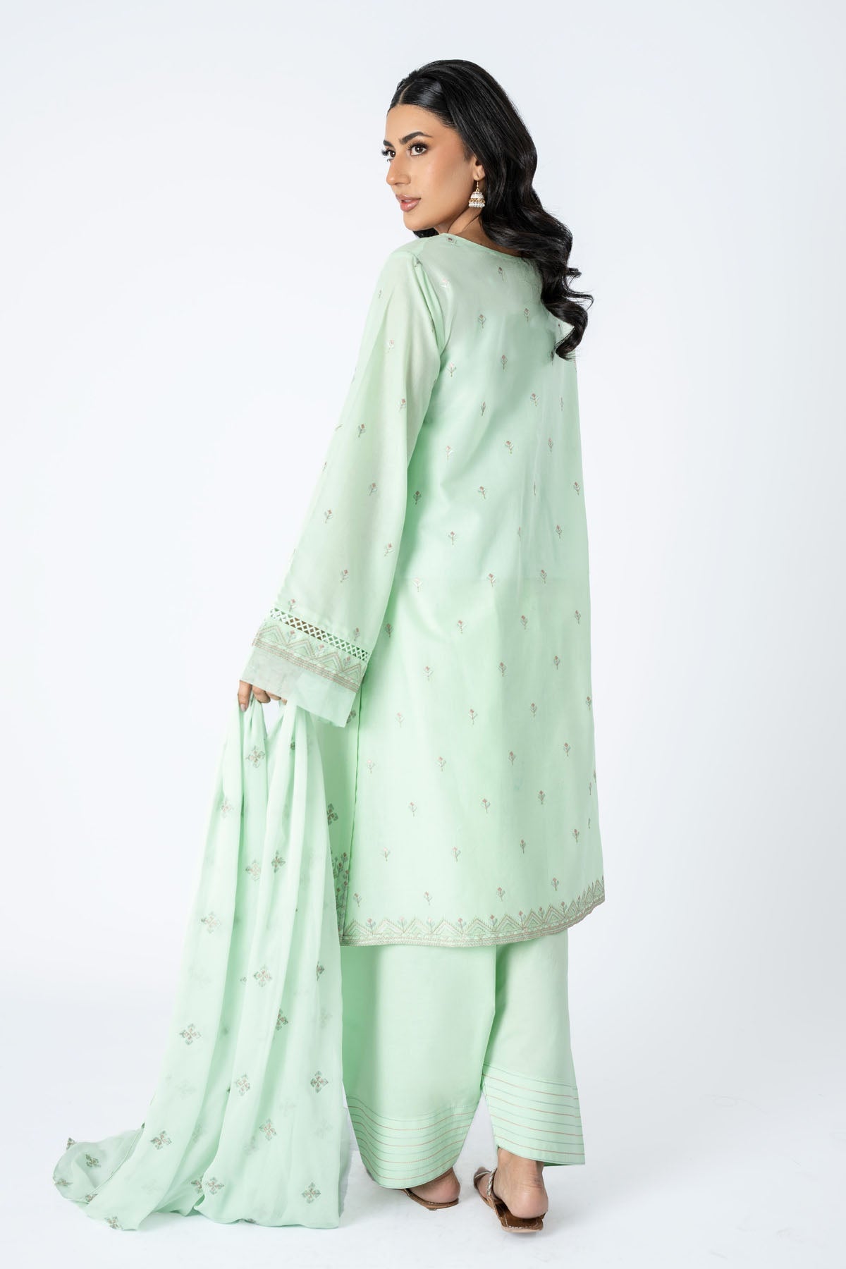 Embroidered Green Lawn 3-Piece Unstitched Suit by The Fabric Store, photo 2