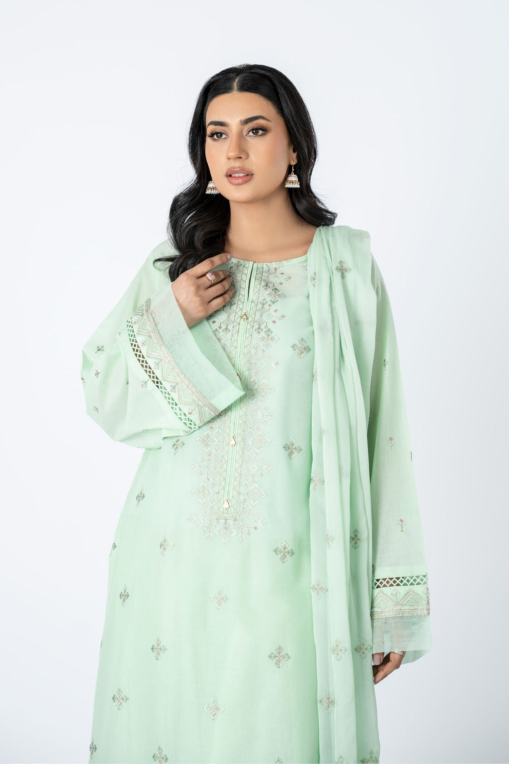 Embroidered Green Lawn 3-Piece Unstitched Suit by The Fabric Store, photo 3