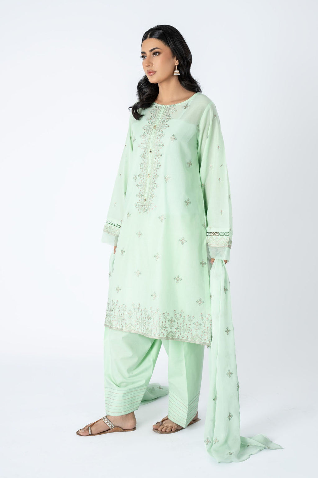 Embroidered Green Lawn 3-Piece Unstitched Suit by The Fabric Store, photo 4