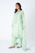Embroidered Green Lawn 3-Piece Unstitched Suit by The Fabric Store, photo 4