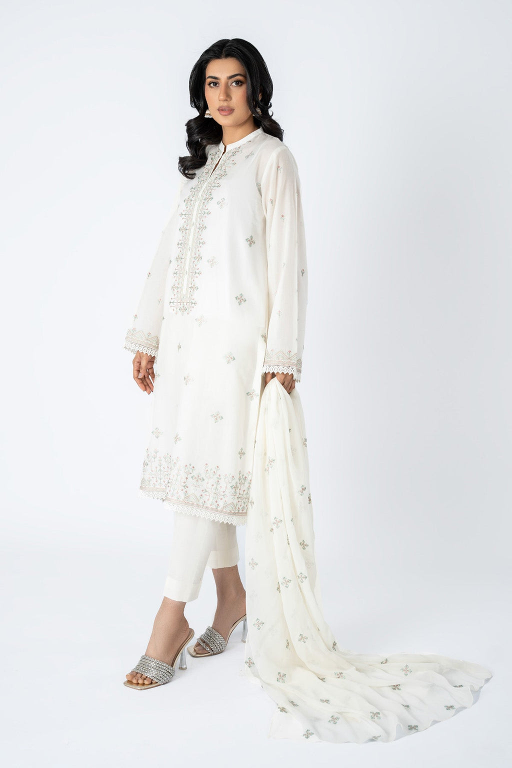 Embroidered White Lawn 3-Piece Unstitched Suit by The Fabric Store, photo 3