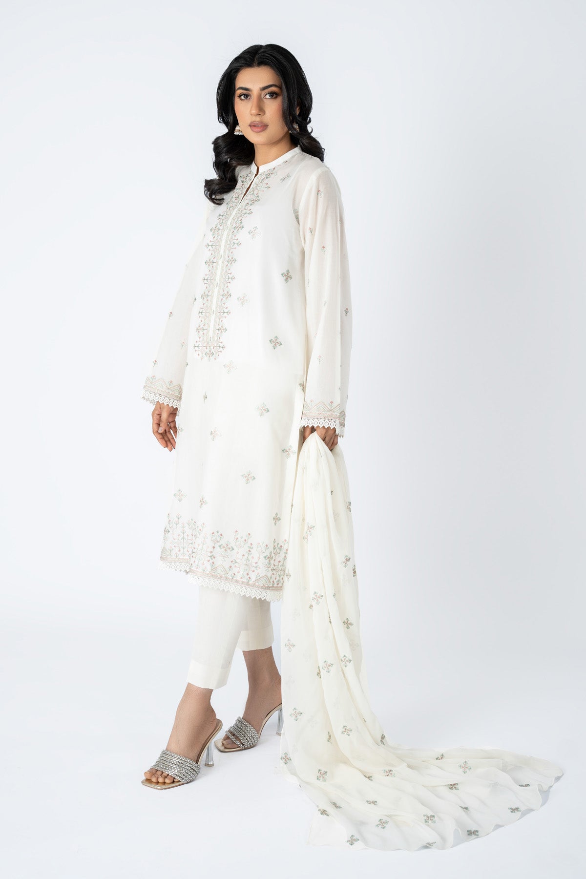 Embroidered White Lawn 3-Piece Unstitched Suit by The Fabric Store, photo 3