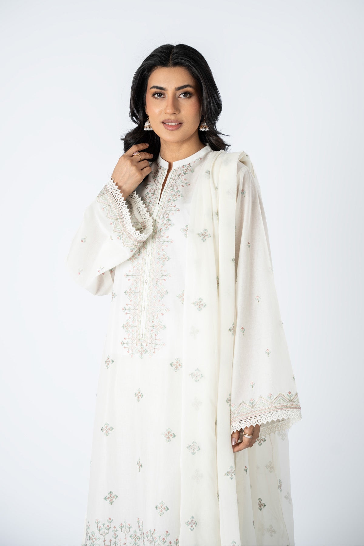 Embroidered White Lawn 3-Piece Unstitched Suit by The Fabric Store, photo 4