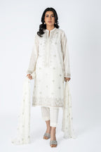 Embroidered White Lawn 3-Piece Unstitched Suit by The Fabric Store