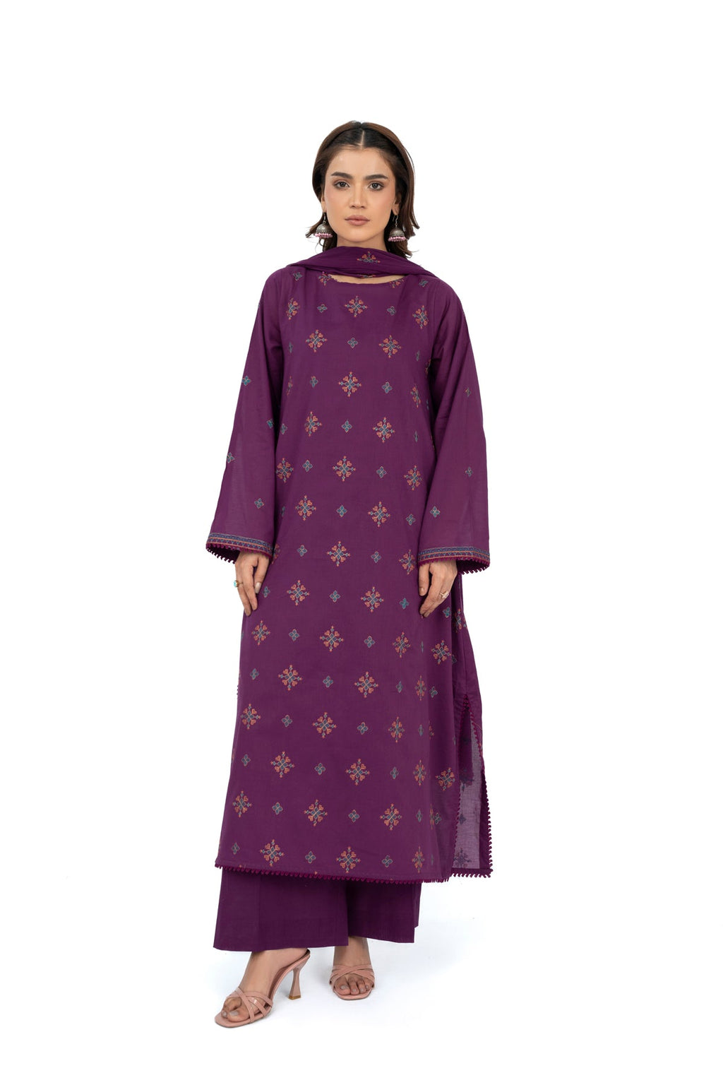 Embroidered Purple Lawn 3-Piece Unstitched Suit by The Fabric Store