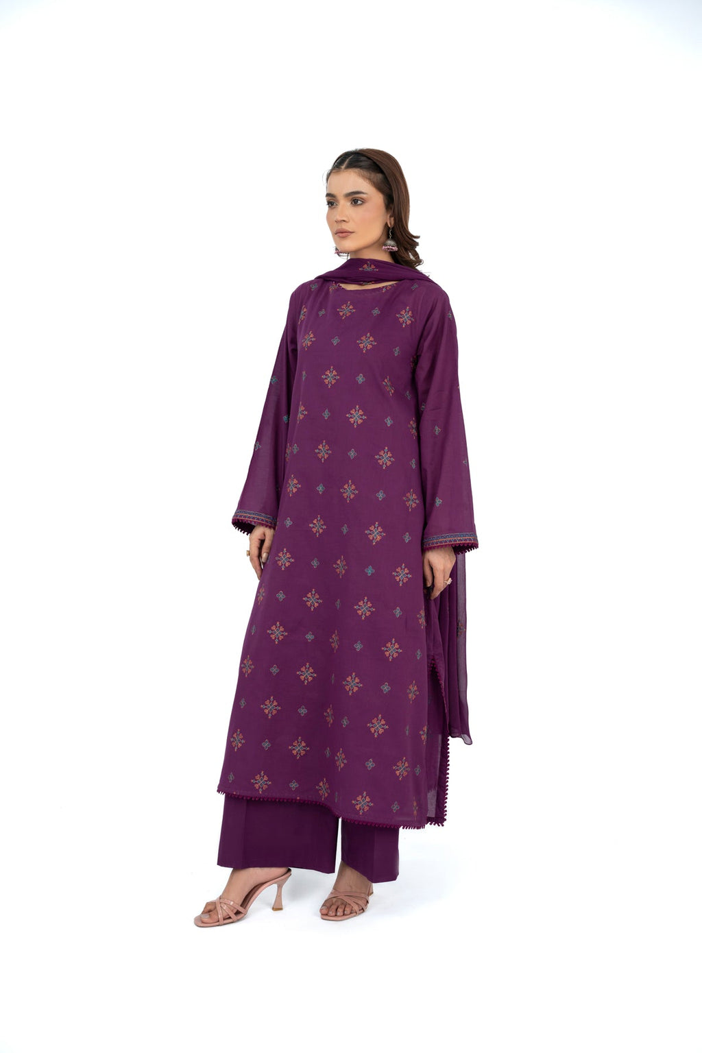 Embroidered Purple Lawn 3-Piece Unstitched Suit by The Fabric Store, photo 2