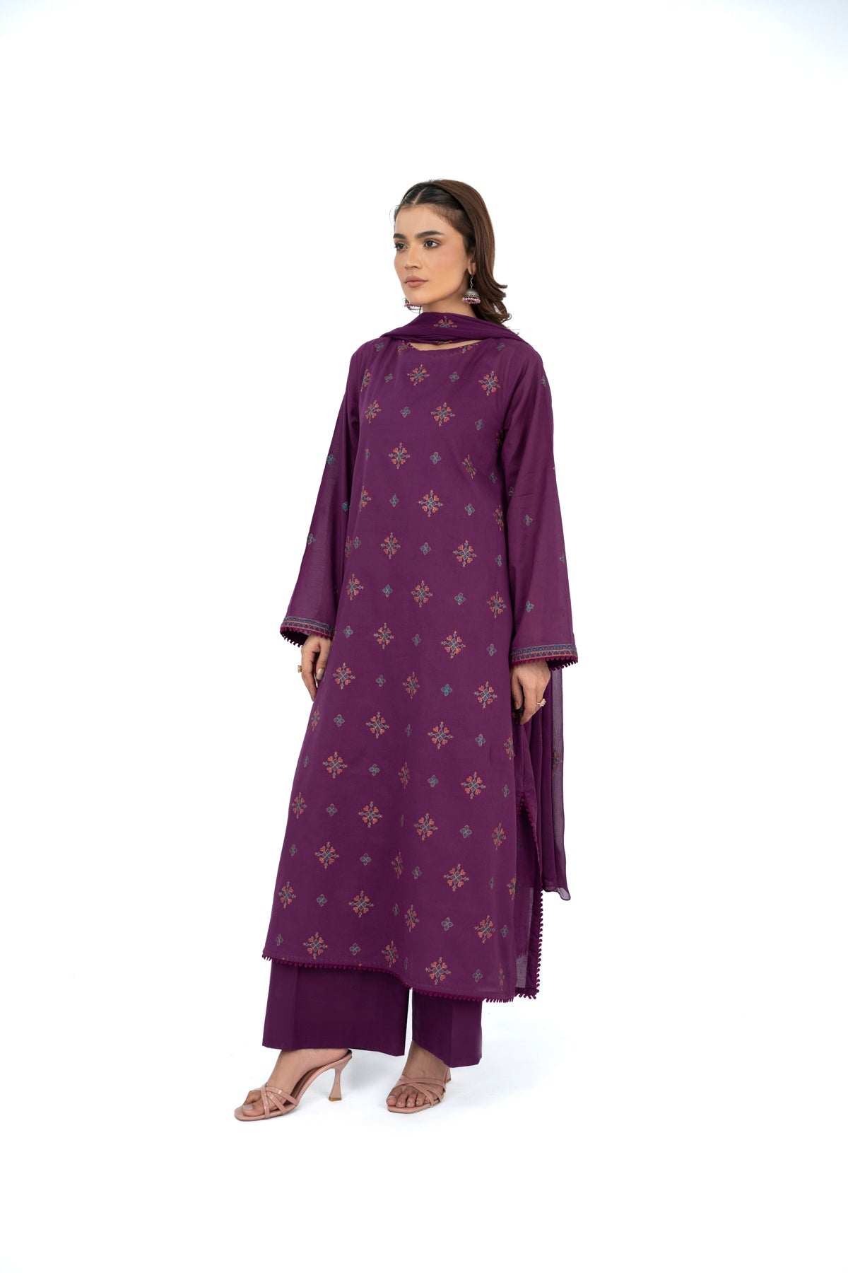 Embroidered Purple Lawn 3-Piece Unstitched Suit by The Fabric Store, photo 2