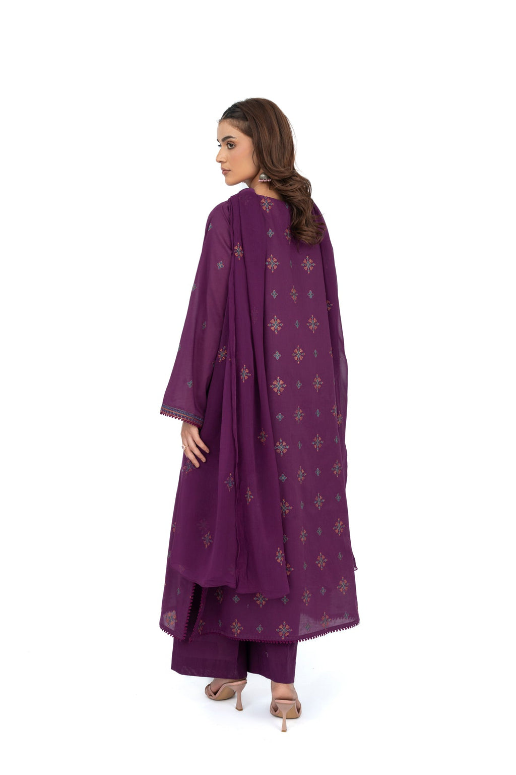 Embroidered Purple Lawn 3-Piece Unstitched Suit by The Fabric Store, photo 3