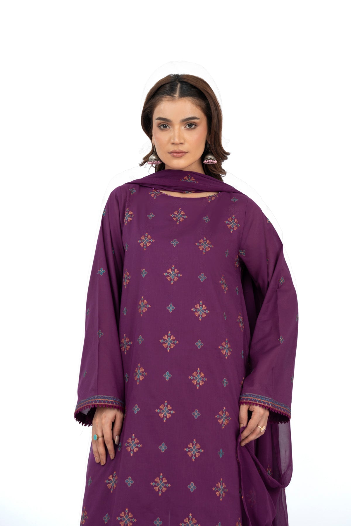Embroidered Purple Lawn 3-Piece Unstitched Suit by The Fabric Store, photo 4