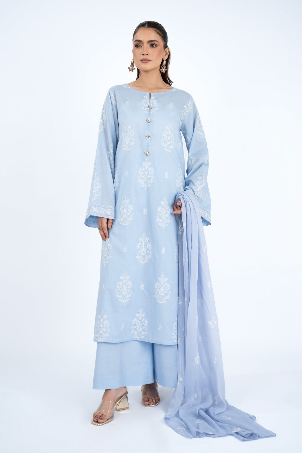 Embroidered & Embellished Purple Lawn 3-Piece Unstitched Suit by The Fabric Store