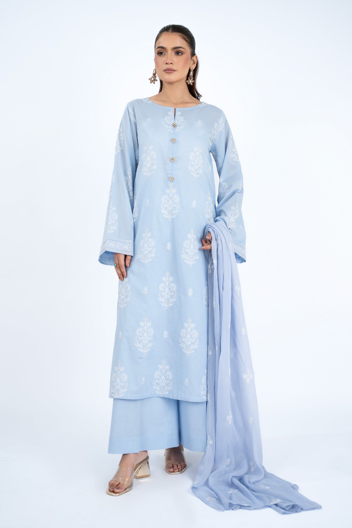 Embroidered & Embellished Purple Lawn 3-Piece Unstitched Suit by The Fabric Store