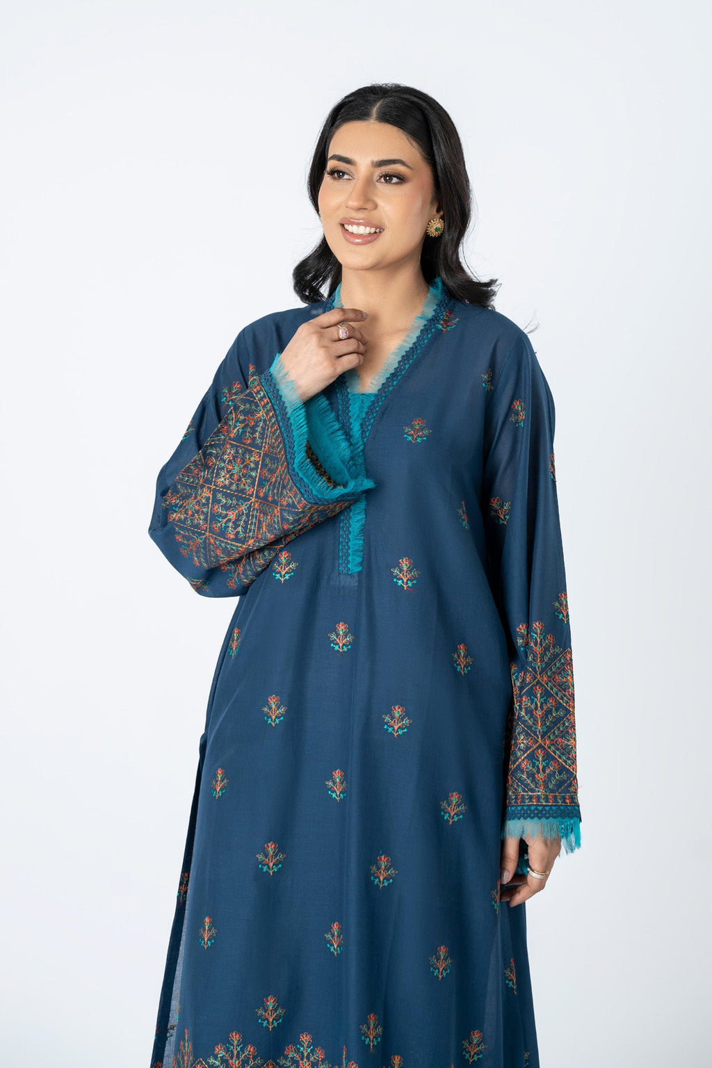 Embroidered Navy Blue Lawn 2-Piece Unstitched Suit by The Fabric Store, photo 3