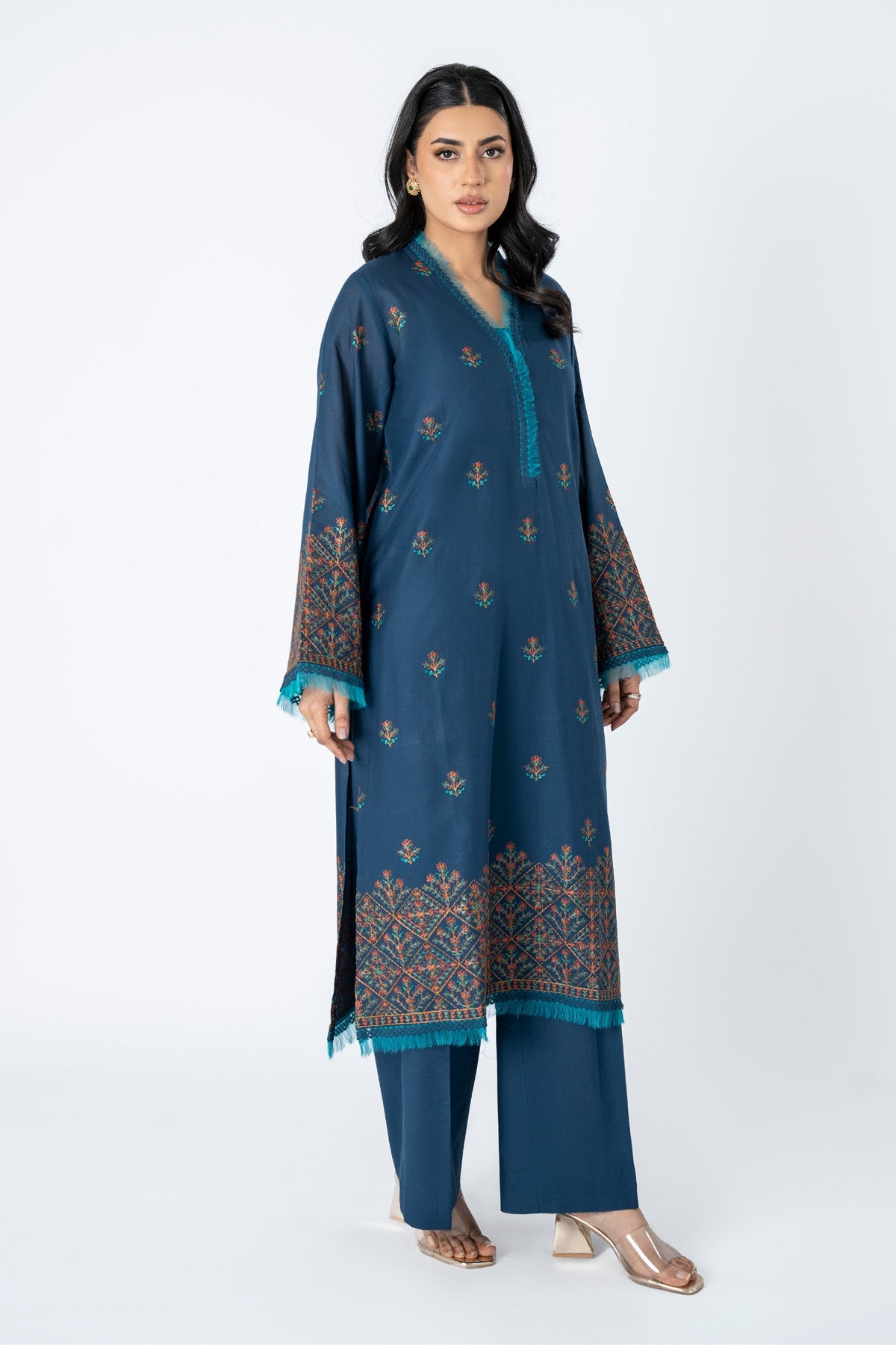 Embroidered Navy Blue Lawn 2-Piece Unstitched Suit by The Fabric Store, photo 4