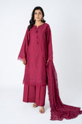 Embroidered Maroon Lawn 3-Piece Unstitched Suit by The Fabric Store