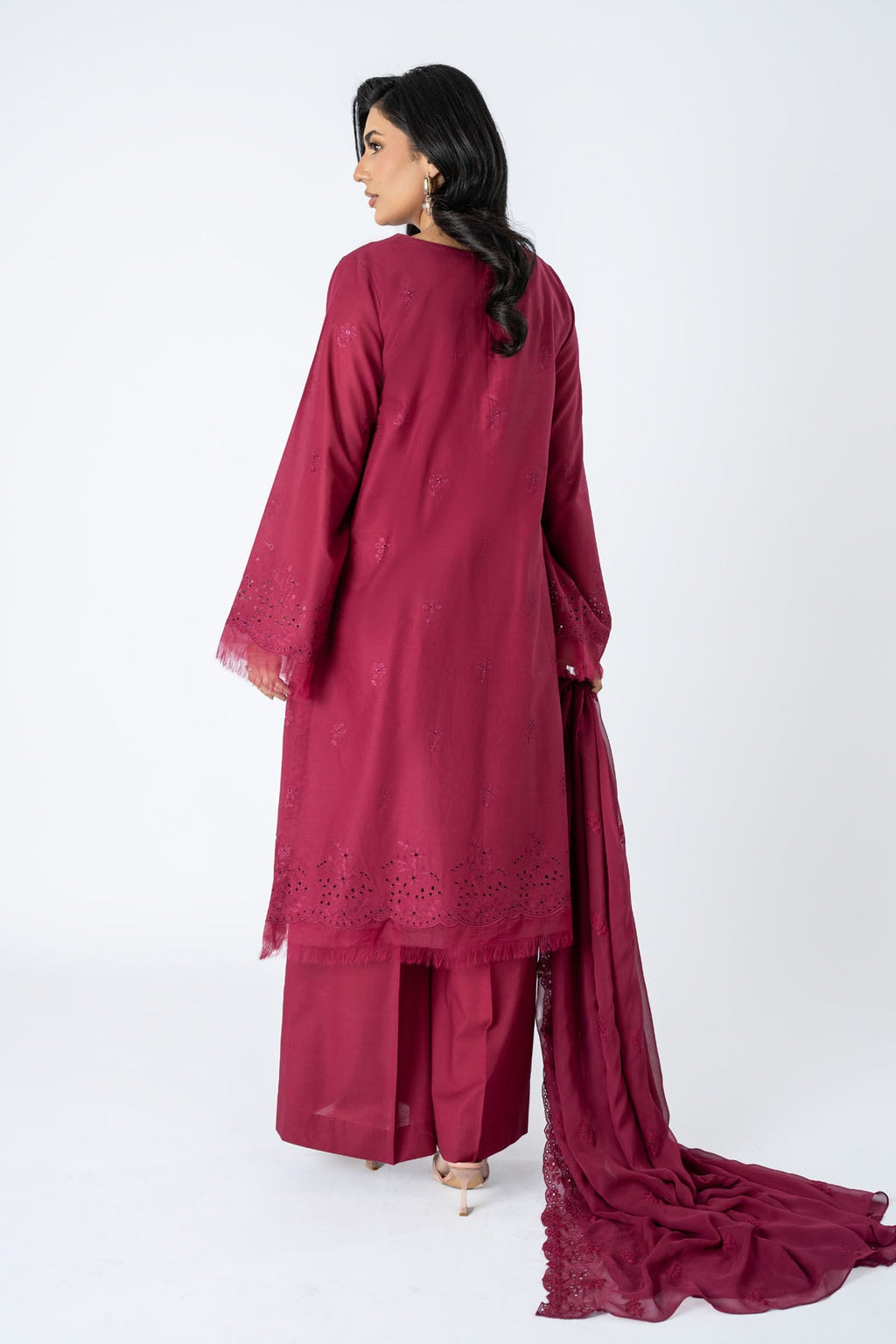 Embroidered Maroon Lawn 3-Piece Unstitched Suit by The Fabric Store, photo 2
