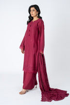 Embroidered Maroon Lawn 3-Piece Unstitched Suit by The Fabric Store, photo 4