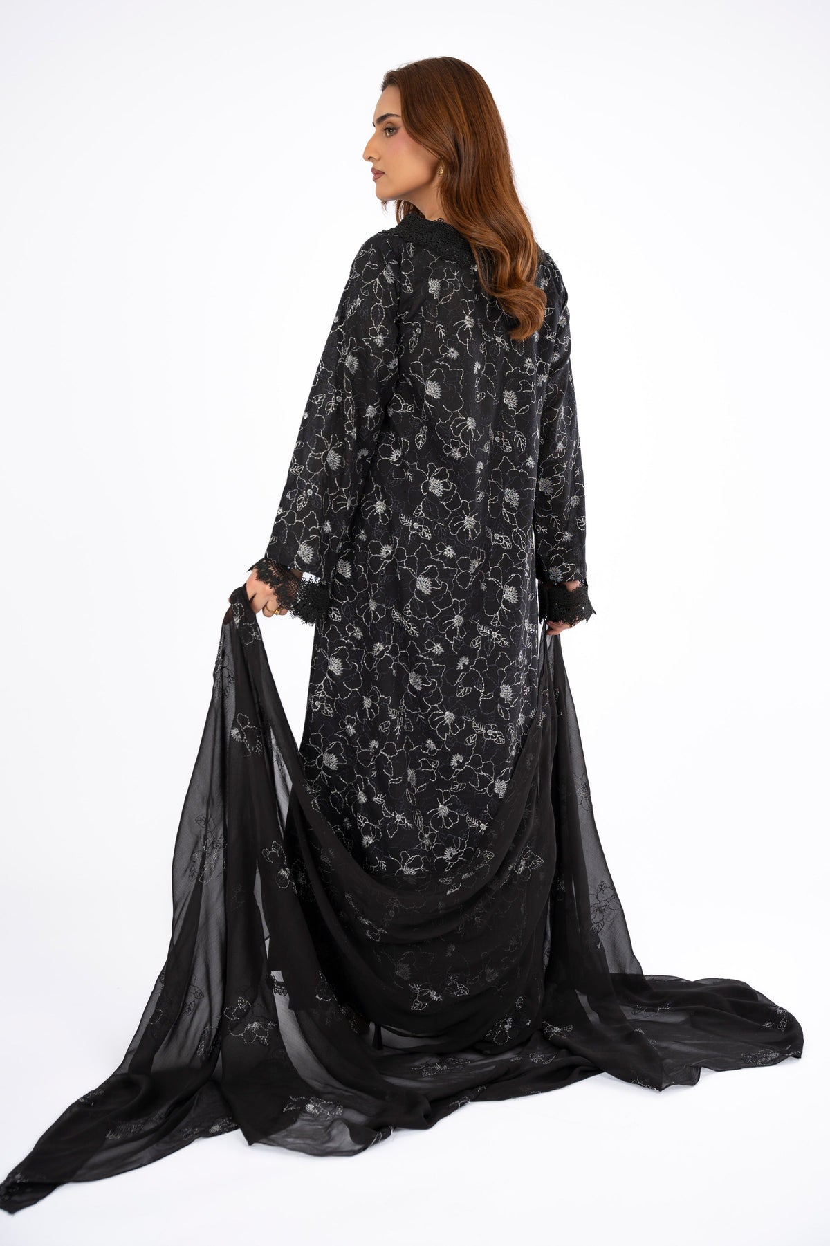 Embroidered Black Lawn 3-Piece Unstitched Suit by The Fabric Store, photo 2