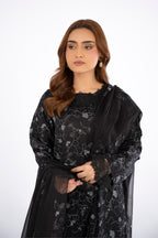 Embroidered Black Lawn 3-Piece Unstitched Suit by The Fabric Store, photo 3