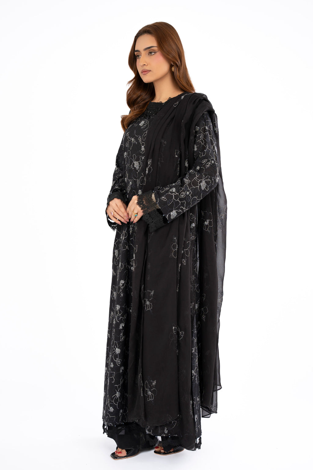 Embroidered Black Lawn 3-Piece Unstitched Suit by The Fabric Store, photo 4