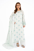 Embroidered Ice Blue Lawn 3-Piece Unstitched Suit by The Fabric Store