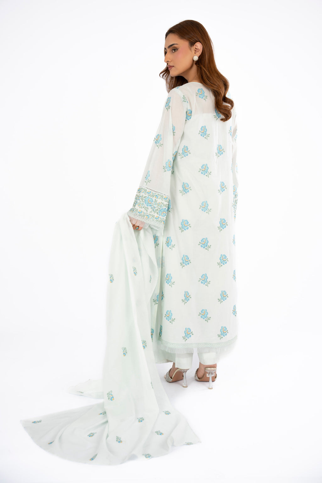 Embroidered Ice Blue Lawn 3-Piece Unstitched Suit by The Fabric Store, photo 2