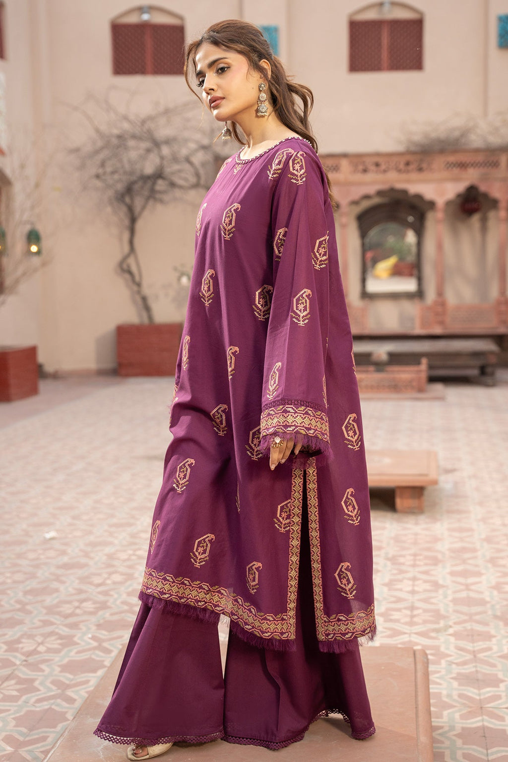 Embroidered Purple Lawn 2-Piece Unstitched Suit by The Fabric Store, photo 3