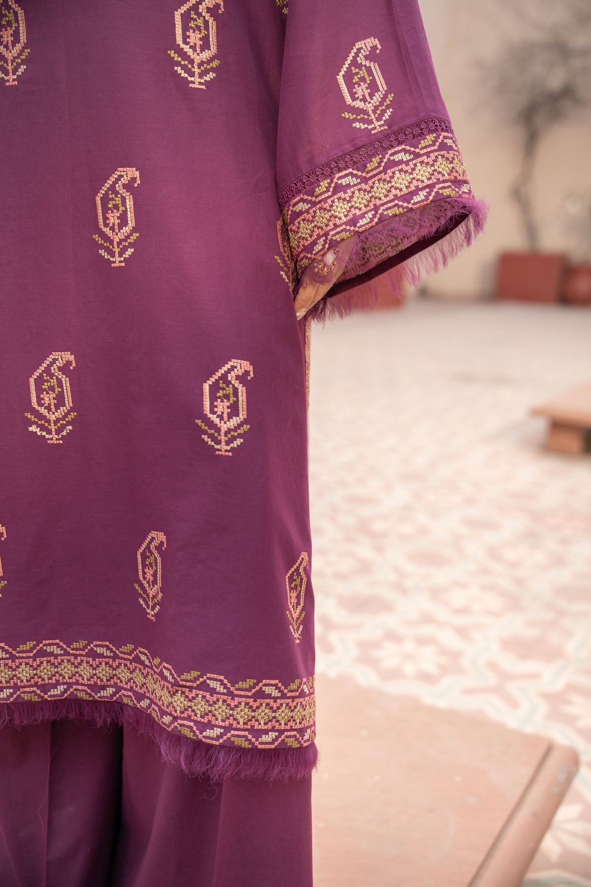 Embroidered Purple Lawn 2-Piece Unstitched Suit by The Fabric Store, photo 5