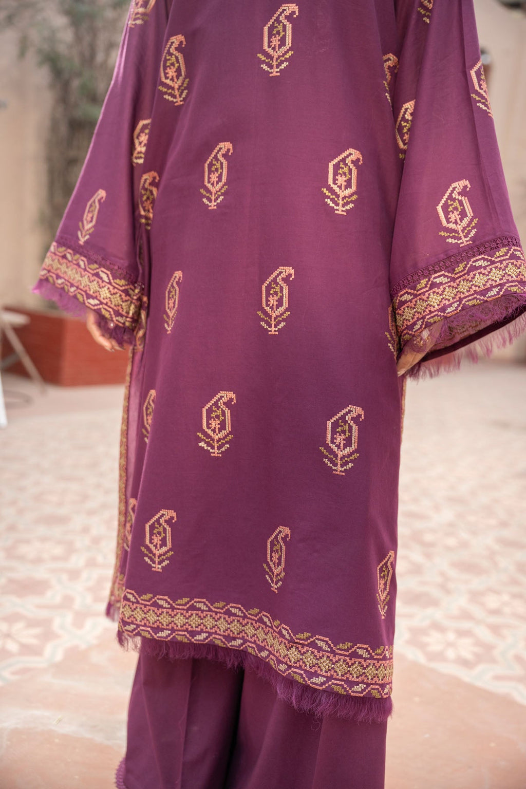 Embroidered Purple Lawn 2-Piece Unstitched Suit by The Fabric Store, photo 4