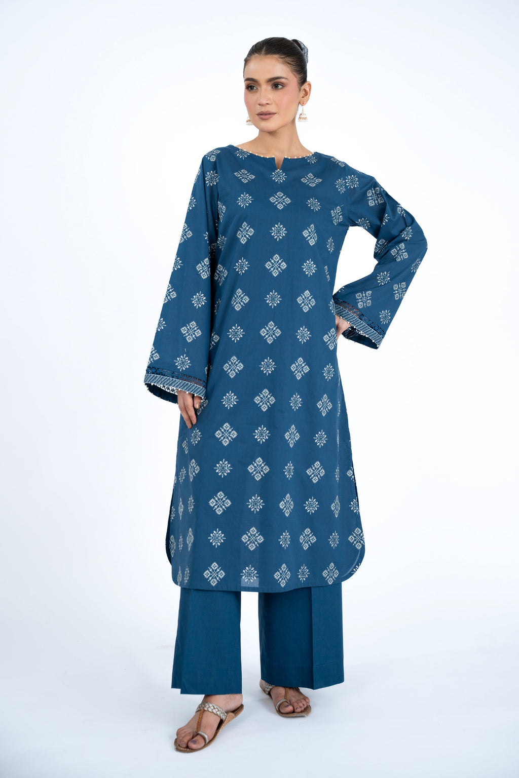 Embroidered Blue Lawn 2-Piece Unstitched Suit by The Fabric Store