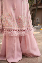 Embroidered & Embellished Pink Chiffon 3-Piece Unstitched Suit by The Fabric Store, photo 4
