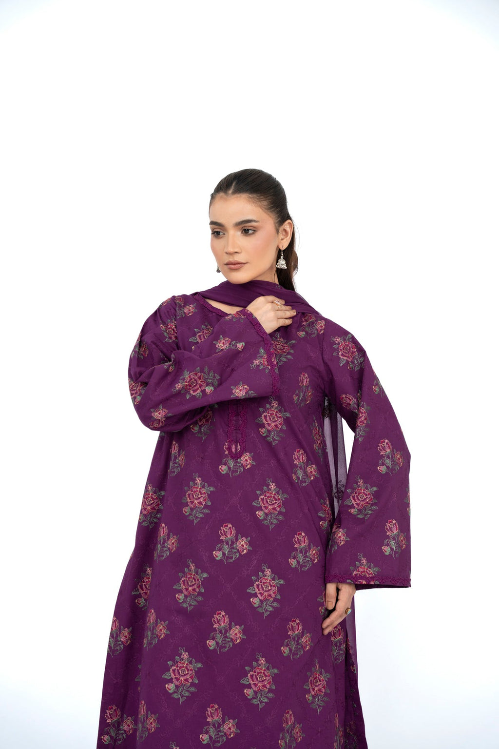 Embroidered Magenta Lawn 3-Piece Unstitched Suit by The Fabric Store, photo 4