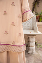 Embroidered & Embellished Beige Chiffon 3-Piece Unstitched Suit by The Fabric Store, photo 6