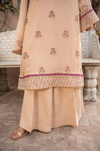 Embroidered & Embellished Beige Chiffon 3-Piece Unstitched Suit by The Fabric Store, photo 5