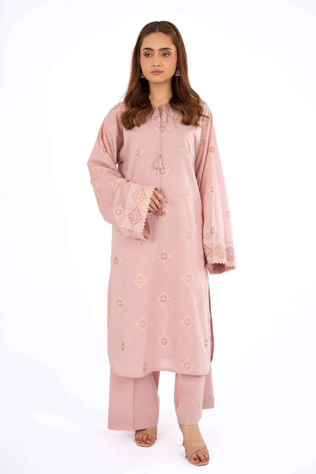 Embroidered Pink Lawn 2-Piece Unstitched Suit by The Fabric Store