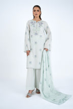 Embroidered Ice Blue Lawn 3-Piece Unstitched Suit by The Fabric Store