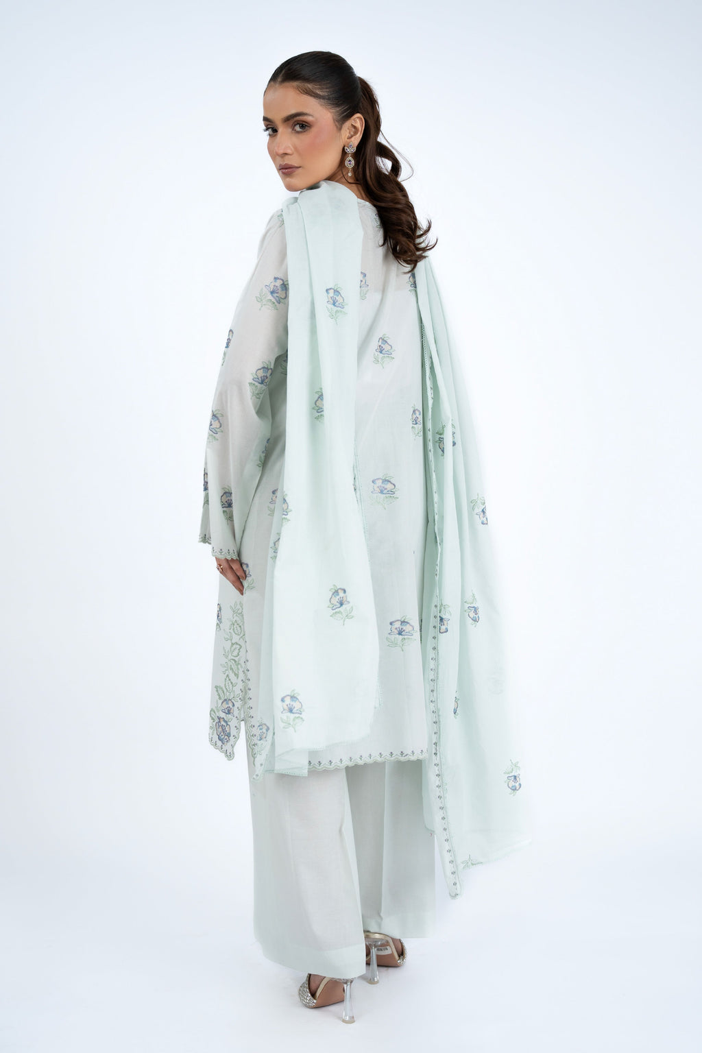 Embroidered Ice Blue Lawn 3-Piece Unstitched Suit by The Fabric Store, photo 2