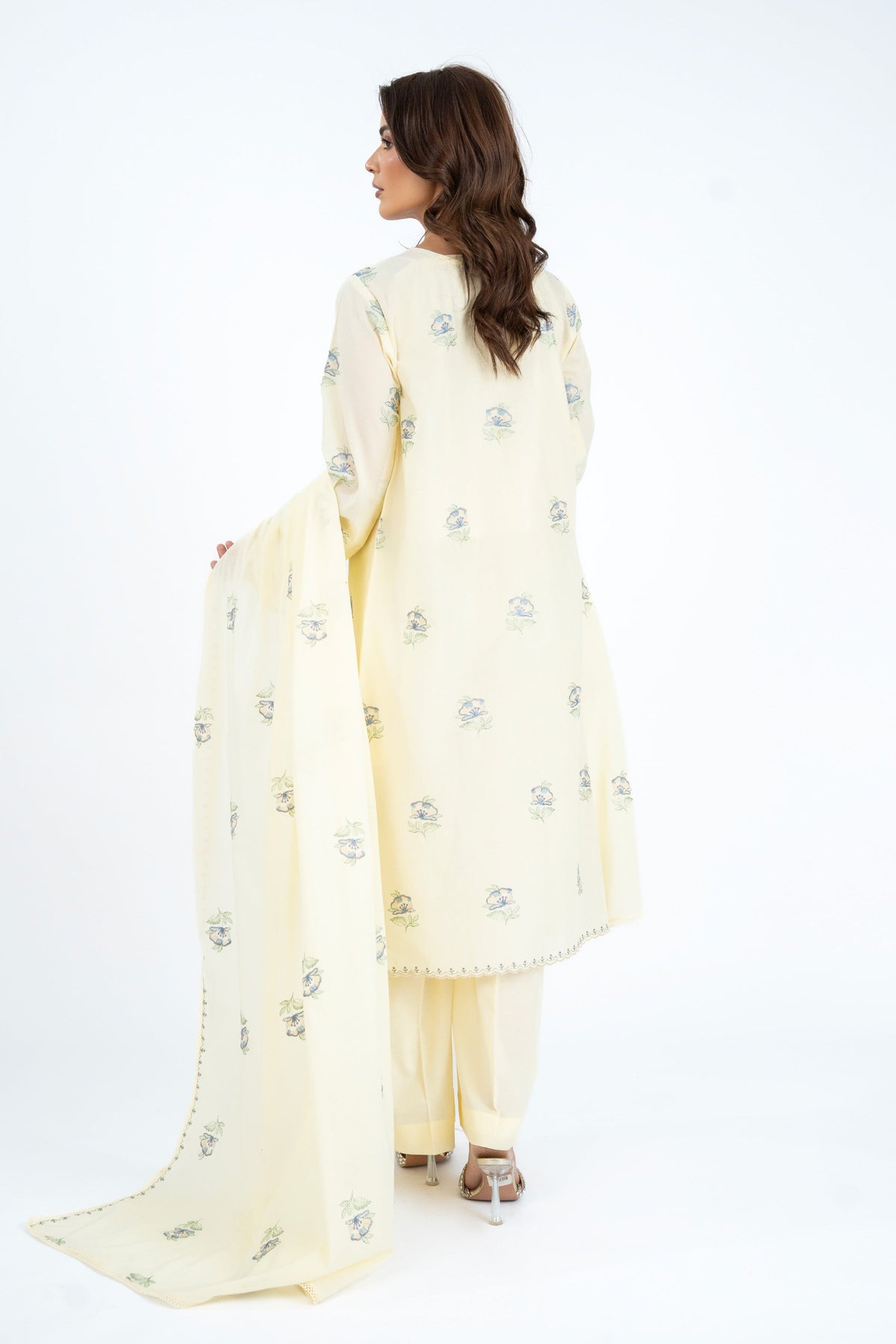 Embroidered Yellow Lawn 3-Piece Unstitched Suit by The Fabric Store, photo 2