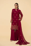 Embroidered D Pink Chiffon 3-Piece Unstitched Suit by The Fabric Store