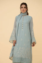 Embroidered Grey Chiffon 3-Piece Unstitched Suit by The Fabric Store, photo 2