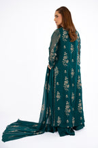 Embroidered & Embellished Green Chiffon 3-Piece Unstitched Suit by The Fabric Store, photo 4