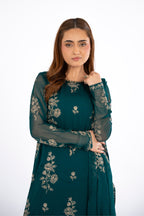 Embroidered & Embellished Green Chiffon 3-Piece Unstitched Suit by The Fabric Store, photo 3